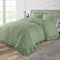 thumbnail image 1 of Duvet Cover 3 Piece Egyptian Cotton Cozy & Super Soft 600 TC Trimmed Ruffle Duvet Covers with Zipper Closure & Corner Ties Comforter Cover (Twin/Twin XL, Moss ), 1 of 6