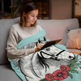 thumbnail image 5 of Flannel Fleece Throw Blankets Retro Cartoon White Horses Throws Blankets, Red Flowers Green Leaf Lightweight Soft Warm Blanket for Couch Sofa Bed Living Room All Season Use, 40x50in, 5 of 9