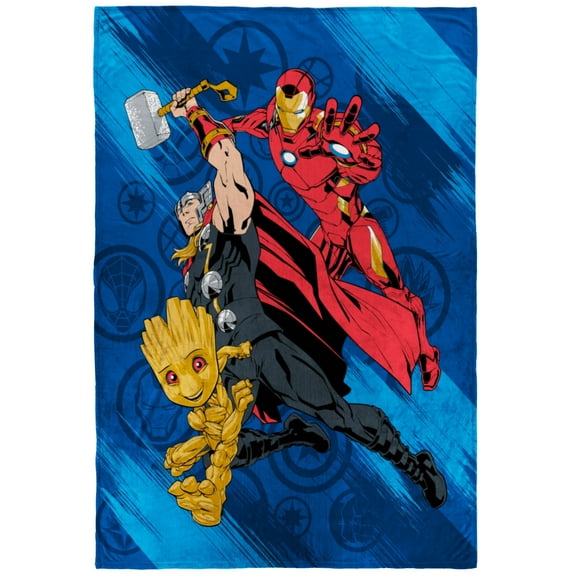 Avengers Kids Twin Blanket, 62 x 90, Microfiber, Blue and Red, Marvel