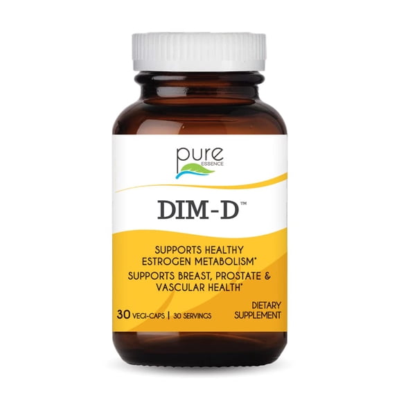 Dim D by Pure Essence - Natural Supplement for Estrogen Balance, Hormonal Acne, and Menopause Support with Vitamin D3, Calcium, Green Tea & Lycopene - 30 Capsules
