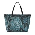 thumbnail image 2 of KLL Blue Color Cactus Print Large Beach Tote Bag Women Waterproof Sandproof Zipper Beach Tote Bag for Pool Gym Grocery Travel with Wet Pocket, 2 of 7