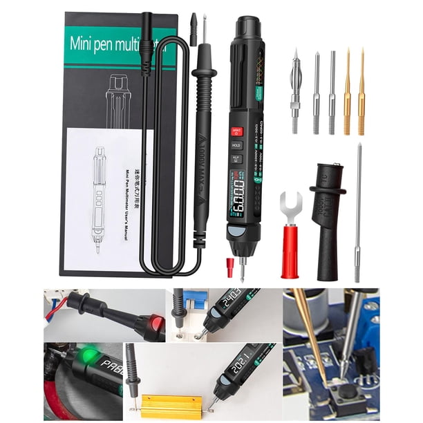 Multímetro profesion, probador de Sensor inteligente automático, 6000 recuentos, probador de condensador, instrumento eléctrico, lápiz medidor de A3008 con de herramientas DYNWAVEMX multímetro digital