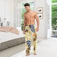 thumbnail image 3 of Men's Pajama Pants with Pockets Sleepwear Lounge Pants Stretch Casual Tropical Floral Leaves Exotic Leopard Skin, 3 of 7