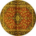 thumbnail image 1 of Ahgly Company Machine Washable Indoor Round Medallion Yellow Traditional Area Rugs, 3' Round, 1 of 4