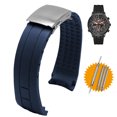 thumbnail image 3 of Correa de reloj de goma Arc para Citizen Sky Eagle Mido Helmsman M005, resistente al agua, de silicona negra y azul, con herramientas, 22 y 23 mm, 3 of 5