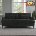 thumbnail image 2 of Tcbosik 2 Seater Couch with Pillows, Chenille Fabric Upholstered Loveseat, 68.9" Sofa with Wood Legs for Living Room, Bedroom, Black, 2 of 9