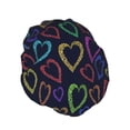 thumbnail image 2 of Easygdp Colored Hearts Shower Caps for Women, Double Waterproof Layers Shower Cap, Quick Drying Bath Hair Cap Reusable, 2 of 9