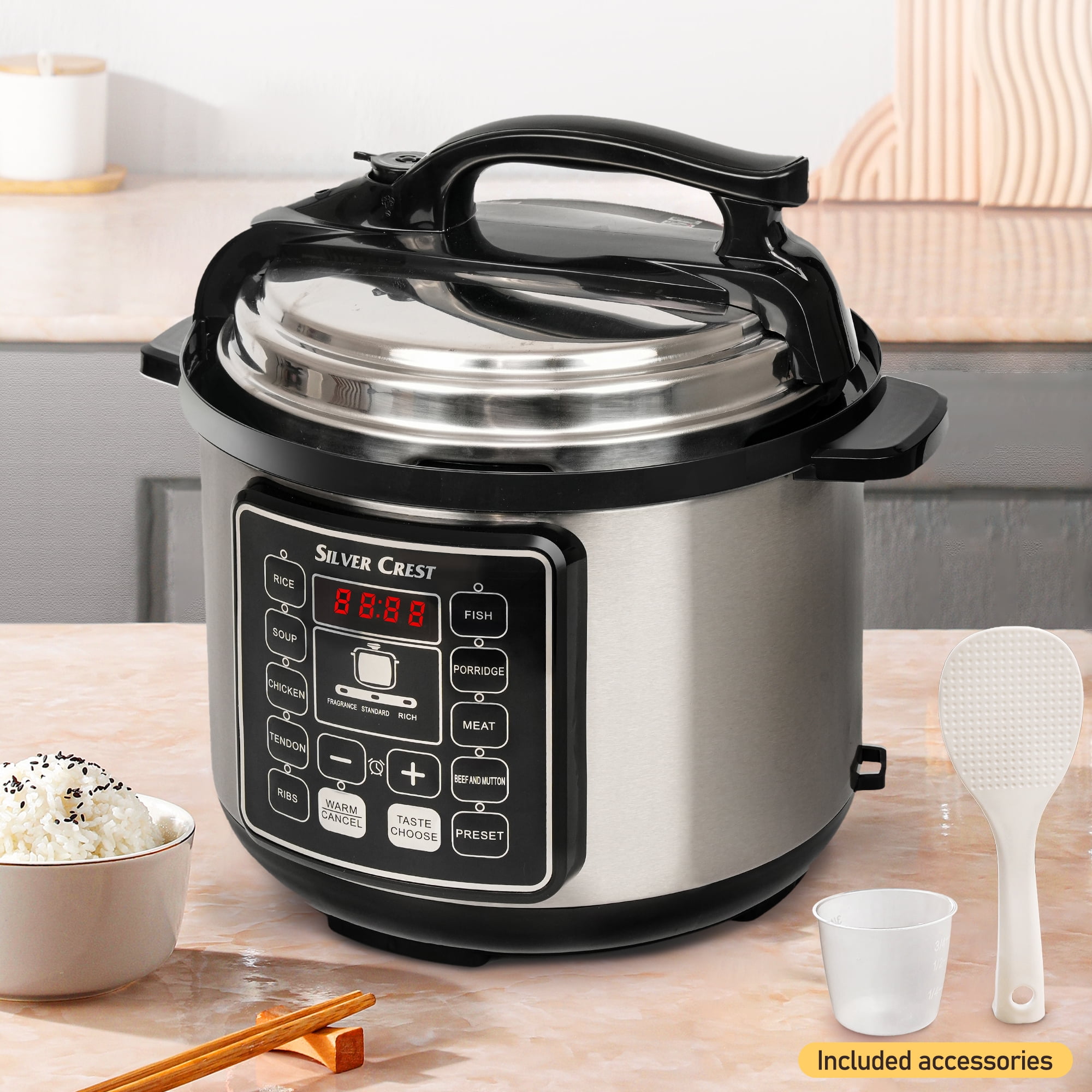 MULISOFT 10-in-1 Electric Pressure Cooker 6.34 Qt -Crock Stainless Steel Slow Cooker