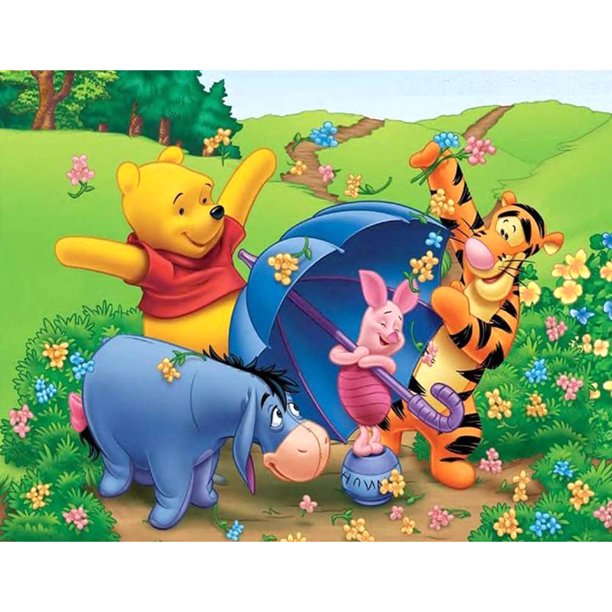 Hilo algodón ecológico bordado 11CT 3 hebras impresión 50x40cm kit serie dibujos animados punto cruz Winnie the SZX-C207