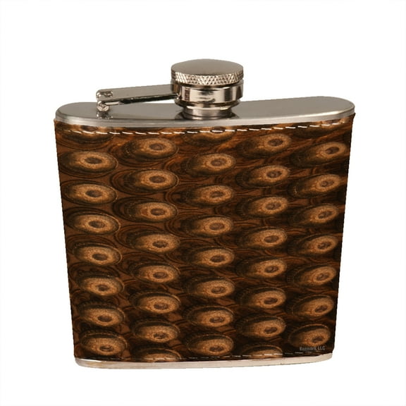 KuzmarK 6 oz. Leather Pocket Hip Liquor Flask - Gold Bullets