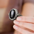 thumbnail image 5 of CILENON Silver Rings for Women Water Drop Shaped Full Diamond Lover Ring Fashion Hollow Ring Gold Jewelry Engagement Rings for Women Silver Rings(Black,6), 5 of 6