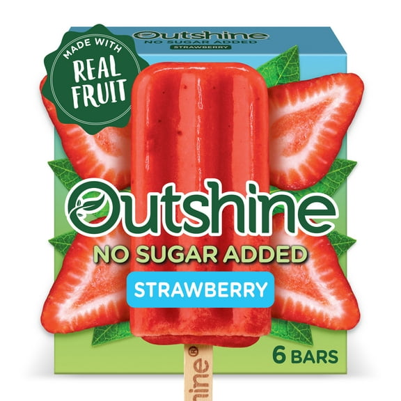 Outshine Strawberry Frozen Fruit Bars with No Sugar Added, Gluten Free, 6 Count