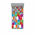 thumbnail image 1 of Geometric Bedding Set with Sheet & Covers, Colorful Retro Geometric Triangle and Polygonal Mosaic Pattern Interior Design, Printed Bedroom Decor 2 Shams, 4 Sizes, Multicolor, by Ambesonne, 1 of 3