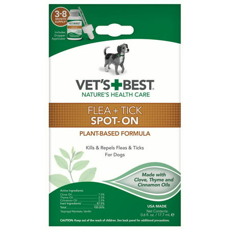 Vet's Best Flea and Tick Spot-on Drops Topical Treatment for Dogs, USA (Best Flea And Tick Treatment For Dogs With Sensitive Skin)