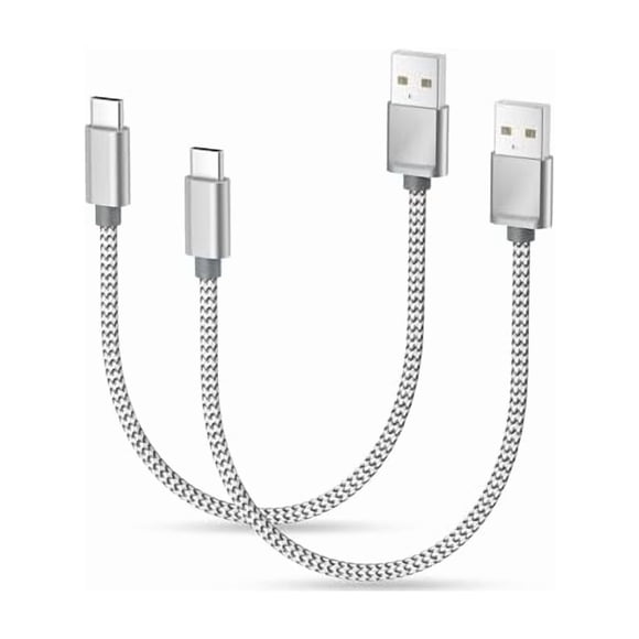 xixishop for iPhone 17 16 Pro Max Charger Cord,USB to USB C Cable,Type C Charging Power Cord for Apple 17e 15 iPad 10 Air 4 5,Samsung Galaxy S26 S25 S24 S23,Silver,2Pack 1FT(0.3M)