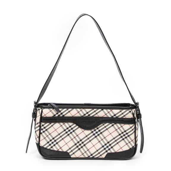 Pre-Owned Burberry Beige/Black Rectangular Zip Shoulder Bag Shoulder Bag Nova Check Canvas