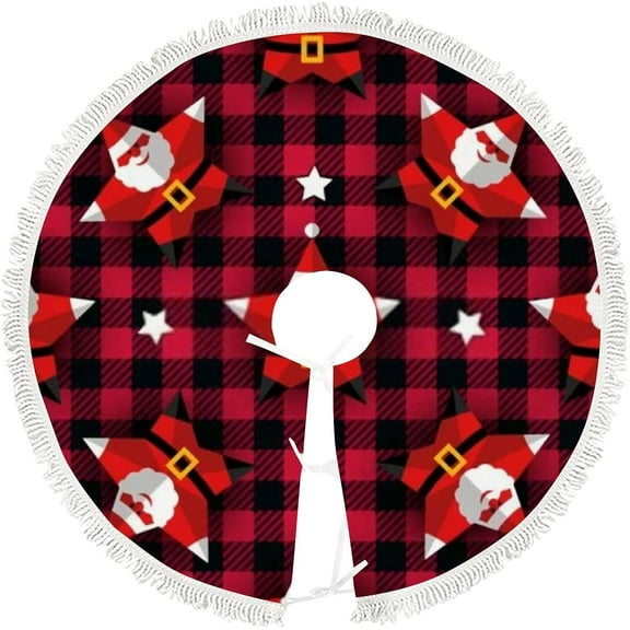 GZHJMY Christmas Tree Skirt, 36" Xmas Tree Skirts Star Santa Pattern Christmas Tree Mat for Christmas Holiday Party Ornaments