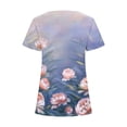 thumbnail image 4 of ALLLIST Holiday Womens Tops Short Sleeve Relaxed Fit Blouses Side Vent Blue Floral Shirts Womens Clothing, 4 of 4