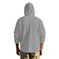 thumbnail image 6 of asjyhkr Mens Linen Shirts Long Sleeve Drawstring Hooded Button Crew Neck Hoodies Casual Fashion Breathable Hiking Beach Workout Tops with Pockets, 6 of 7