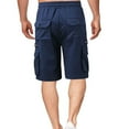 thumbnail image 4 of WREESH Men's Cargo Shorts Drawstring Elastic Waist Pocket Hoodie Overalls Sport Shorts Quarter Shorts Outdoor Workout Shorts Navy, 4 of 9