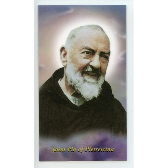 Prayer to St. Pio of Pietrelcina holy card - laminated - Pack of 25