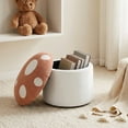 thumbnail image 2 of Guyou Cute Kids Storage Stool, Mushroom Shaped Upholstered Kids Reading Chair with Storage, Faux Fur Toddler Chair, Children's Shoe Changing Stool for Playroom Kindergarten Bedroom, Pink, 2 of 8