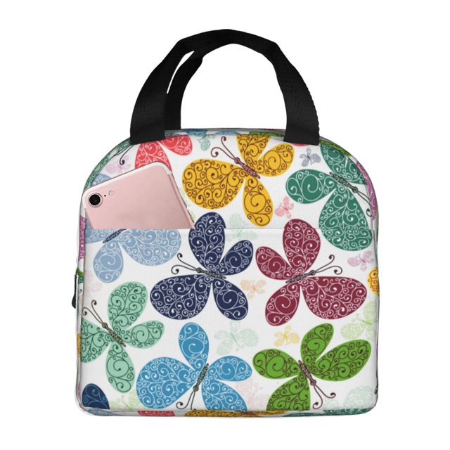 Disketp Colorful Butterflies Bolsa Térmica para Almuerzo para Hombre y Mujer, Ideal para Trabajo, Senderismo y Picnic