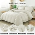 thumbnail image 2 of BedDecor 100% Egyptian Cotton Ruffle Trim Fringe Duvet Cover Set: Elegance with a Delicate Touch |Full/Queen, Pearl, 2 of 5