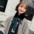 thumbnail image 2 of Women Winter Faux Rabbit Fur Collar Leopard Print Ribbon Tied Bow Scarf Warm, 2 of 6