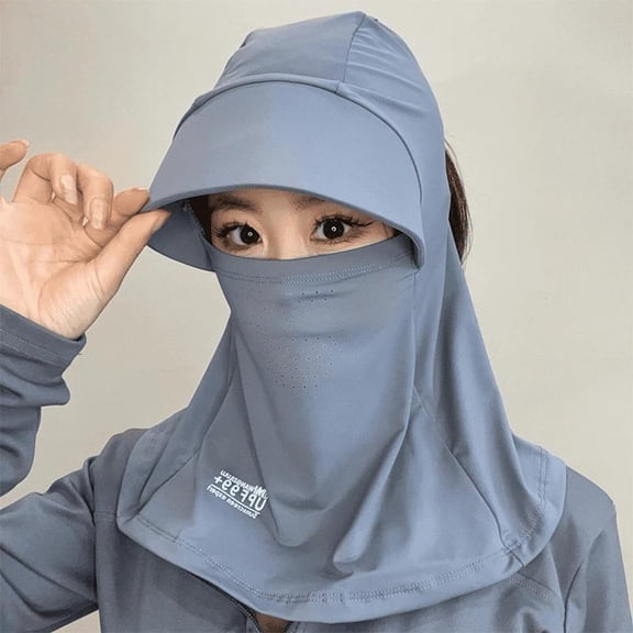 Full-Face Sun Protection Mask With Adjustable Brim And Breathable Headband
