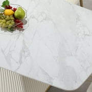 Montary 7 Piece Dining Room Set, Modern Dining Table and Chairs Set, Sintered Stone Dining Table Set for 6, White Marble Dining Table with 6 Chairs for Kitchen, Dining Room