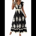 thumbnail image 1 of Vestidos de Verano para Mujer 2025, Vestidos Casuales con Mangas con Volantes, Vestidos de Playa Bohemios, Vestidos Negros L, 1 of 6