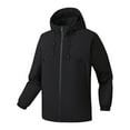 thumbnail image 2 of Brondbend Mens Jacket Waterproof Men's Long Sleeve Zipper Solid Color Detachable Hat Hooded Jacket Waterproof Jacket Plus Size Fall Winter Climb Mountains,Black, 2 of 7