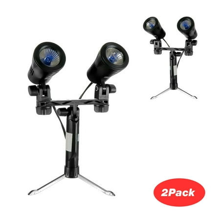 Image of LS Photography [2 Pack] Double Head Table Top Lights with Stand for Product Photography 120V 50W GU10 Base Light Bulb WMT1729