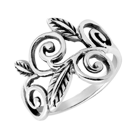 Gorgeous Swirling Vine of Sterling Silver Ring for Female Adult Anniversary Size-6