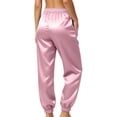 thumbnail image 6 of Nmnitkp Women's Satin Jogger Pants High Waisted Elastic Pull On Silky Lounge Pants with Side Pockets Casual Sleep Pajama Pants for Loungewear Sleepwear Daily WearPink,S, 6 of 9