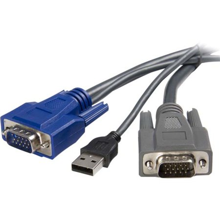 SVUSBVGA6 StarTech 1.8m パソコン自動切替器専用極細KVMケーブル 2 in 1 USB/VGA KVMケーブル ブラック D-Sub 15ピン オス - USB A / D-Sub 15ピン オス