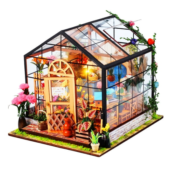 JUGAAD LIFE DIY Miniature House Kit, Mini Dollhouse Accessories Wooden Furniture Kit with LED Light, Tiny House Model, Birthday Gifts for Adults and Teens