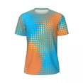 thumbnail image 4 of T Shirt For Men Abstract Two Tone Running T-Shirt Summer Stylized Orange and Sky Blue Vintage Haraju, 4 of 7