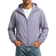 thumbnail image 4 of Zpzdpjkx Mens Color-Blocked Stripe Hooded Sun Protection Jacket Windproof Drawstring Hem Zipper Pockets Lightweight Outerwear for Travel Jogging Cycling Golf Daily Commute Casual Jackets for Men, 4 of 4
