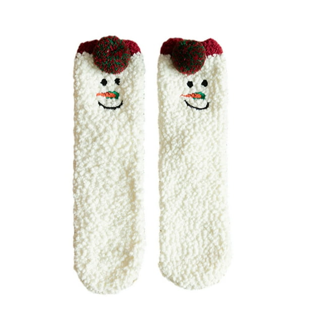 mmirethe Polyester Stay Warm And Fashionable With These Fluffy Winter Socks Breathable Christmas Fluffy Socks Colorful snowman 3Set