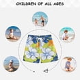 thumbnail image 6 of White Orange Flowers Blue Leaves Tropical Boys' Swim Trunks Board Shorts Beach Pants Bathing Bottoms L, 6 of 8