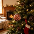 thumbnail image 4 of STPToys Christmas Decoration 8CM Electroplated Plastic Hanging Ball Ornament Copper Red With Glitter Powder Lattice Grid Pattern For Xmas Window Decor, 4 of 6