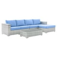 thumbnail image 2 of Modway Convene 4-Piece Outdoor Patio Sectional Set in Light Gray Light Blue, 2 of 10