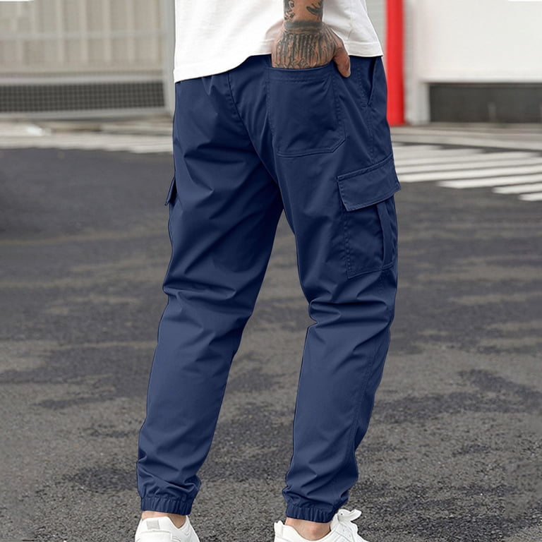 lulshou Joggers for Men Casual Solid Color Cuffed Ankle Pants with