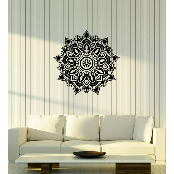 Vinyl Wall Decal Mandala Hinduism Yoga Meditation Room Lotus Flower Ornament Stickers
