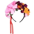 thumbnail image 1 of Diadema de flores para mujer, corona de orquídea y rosas, diadema para festival, 1 of 6