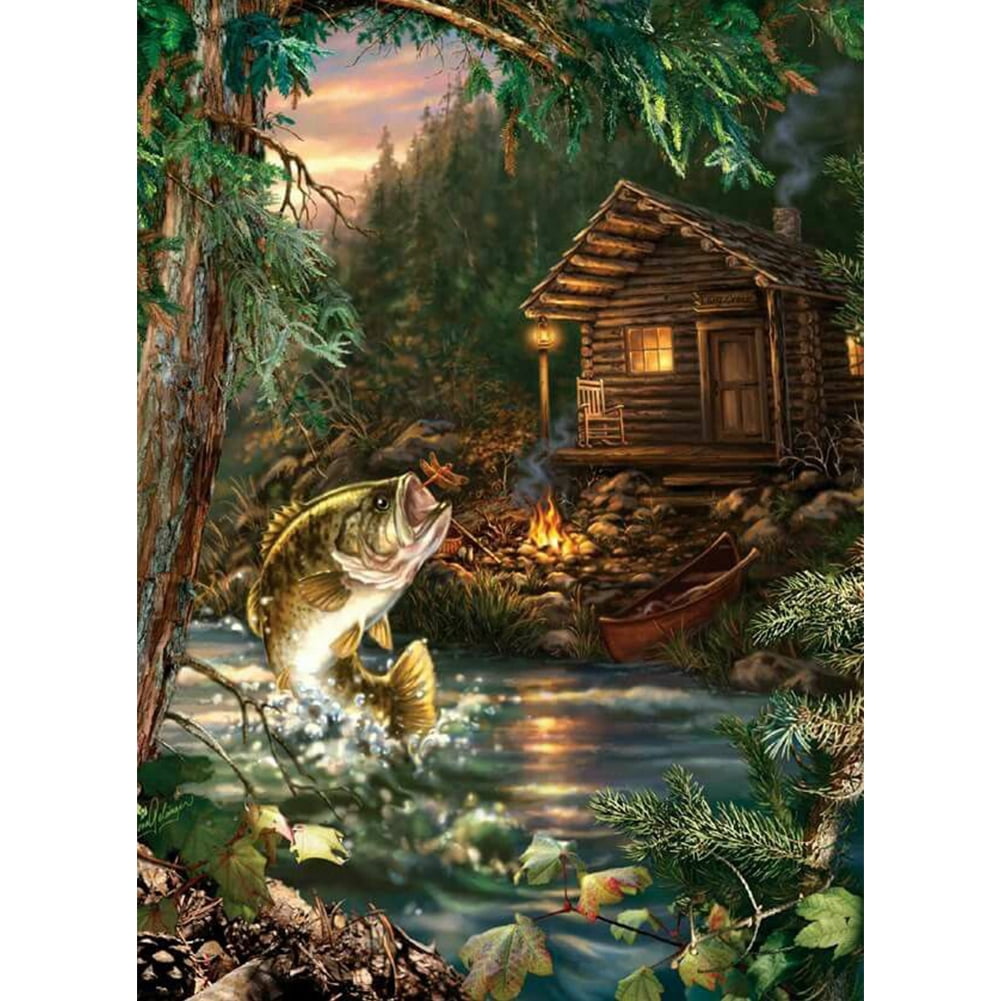 16 x 20 inch DIY 5D Diamond Painting Kits for Adults Full Drill,Cabin in Forest Diamond Arts Craft for Home Wall Decor,Diamond Art Kits 40x50cm