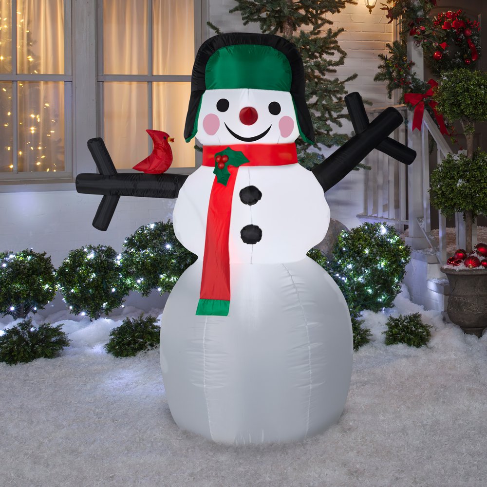 6' Christmas LED Snowman with Bird Inflatable
