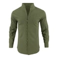 thumbnail image 5 of Vetsdori Mens Linen T-Shirts Winter Long Sleeve Button down Outdoor Casual Pocket Stand-up collar Plain Tops for Men, 5 of 9
